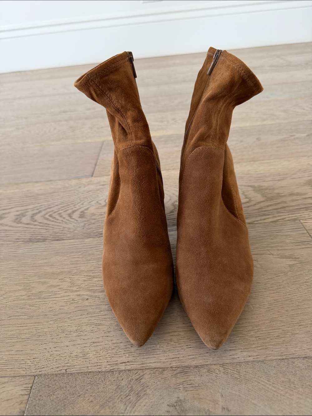 Loeffler Randall Cognac Suede Pointed Ankle Booties